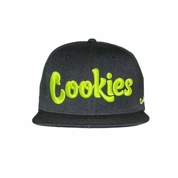 NEW COOKIES men's original mint twill snapback cap in black/yellow - Picture 2 of 3